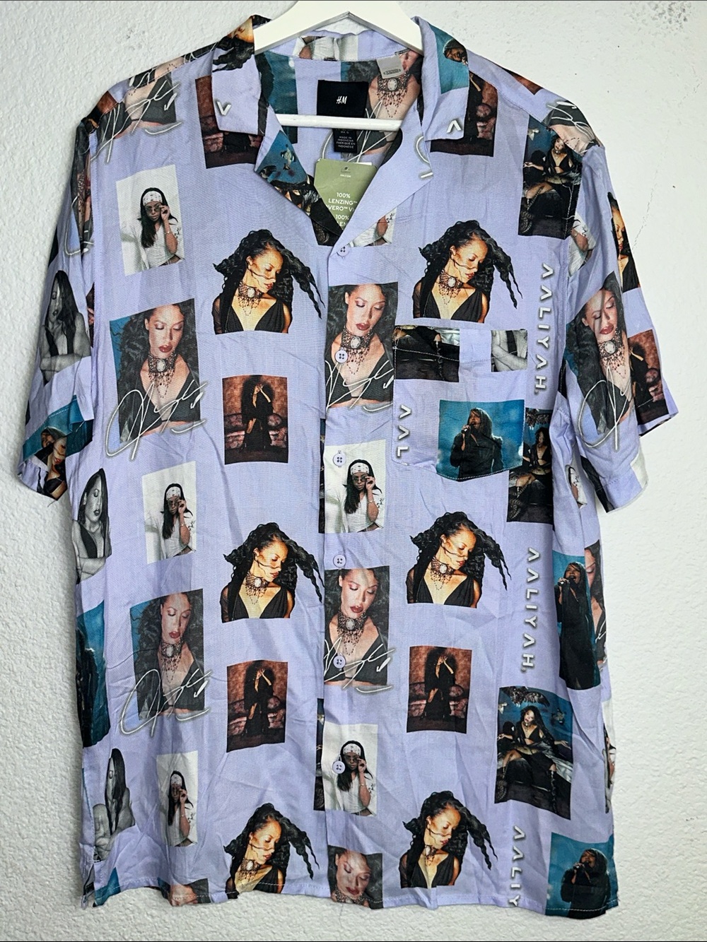 NEW Aaliyah Button Down Shirt Short Sleeve Light Purple Size Large